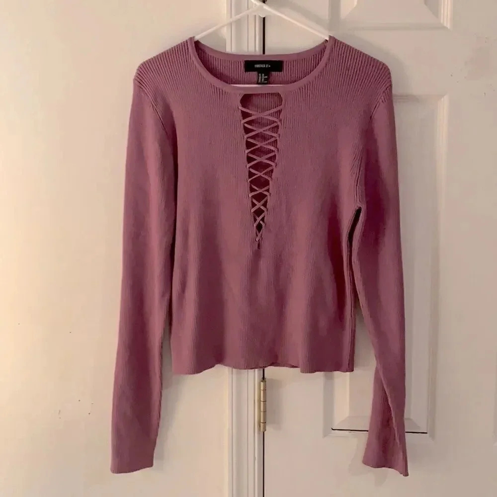Forever21 lace up sweater 